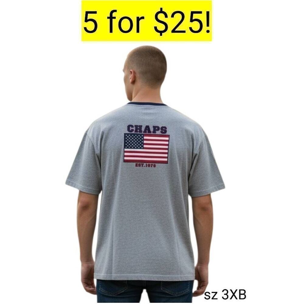 Chaps Red White and Blue American Flag USA Short Sleeve T- Shirt